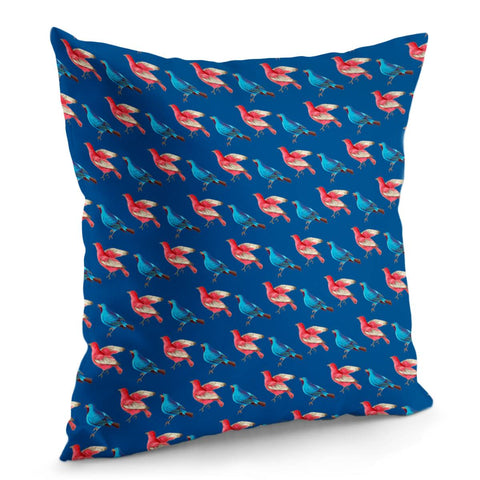 Image of Red And Blue Birds Pillow Cover