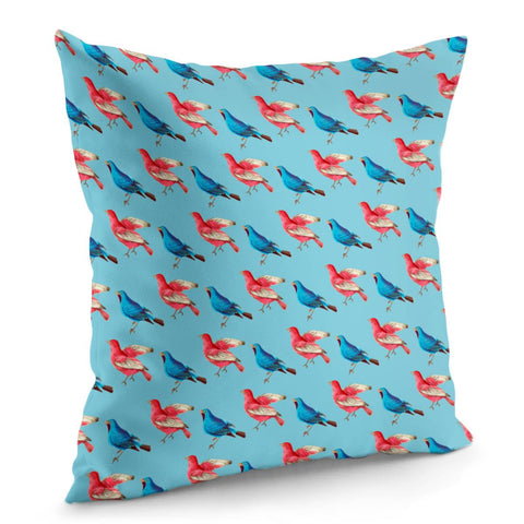 Image of Red And Blue Birds Pillow Cover