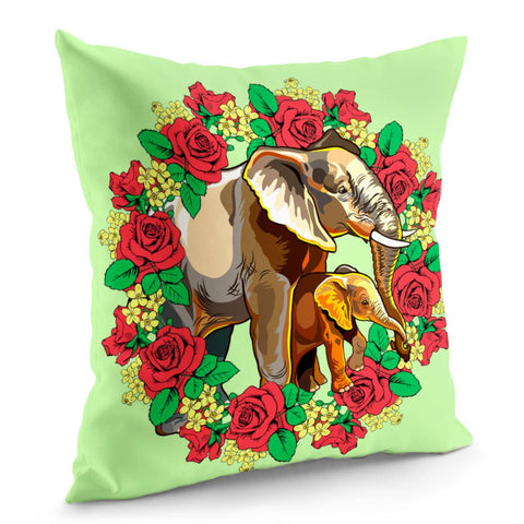 Image of Elephant Mother And Child Pillow Cover