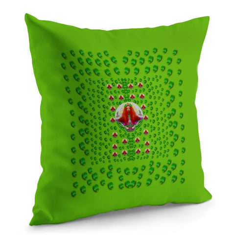 Image of Lady Panda With Flower-Wreath Pillow Cover