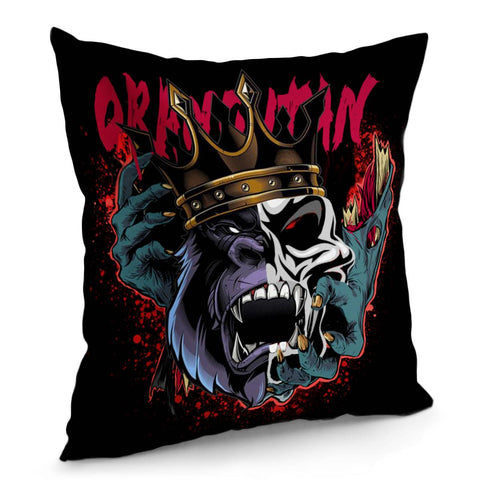 Image of Orangutan And Skull Pillow Cover