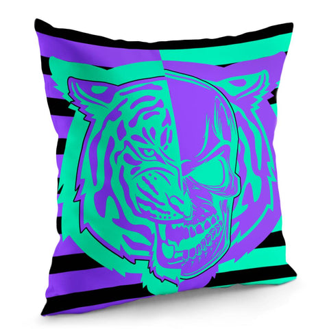 Image of Tiger And Skull And Texture Pillow Cover