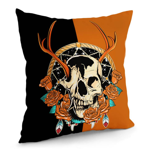 Image of Deer And Skull Pillow Cover