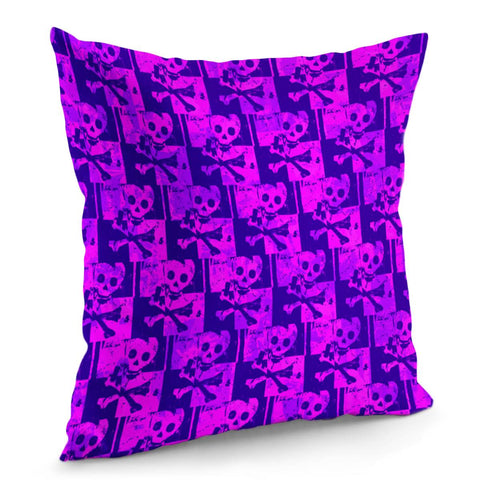 Image of Purple Pink Skull Checker Pillow Cover