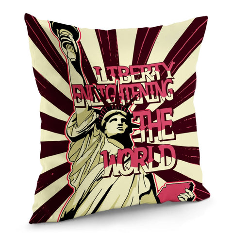 Image of Statue Of Liberty And Light And Font Pillow Cover