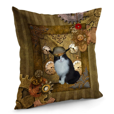 Image of Steampunk Cat Pillow Cover