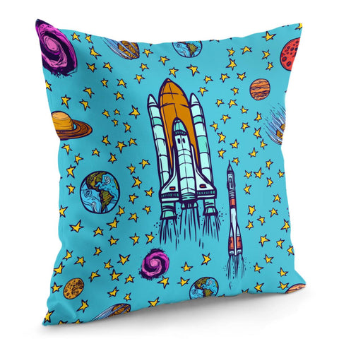 Image of Fun Cartoon Rocket Pillow Cover