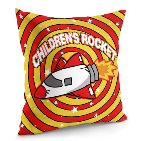 Image of Fun Cartoon Rocket Pillow Cover