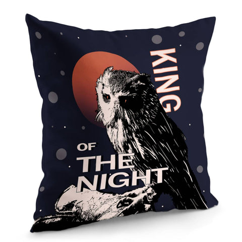 Image of Owl And Moon And Font And Wood And Polka Dots Pillow Cover