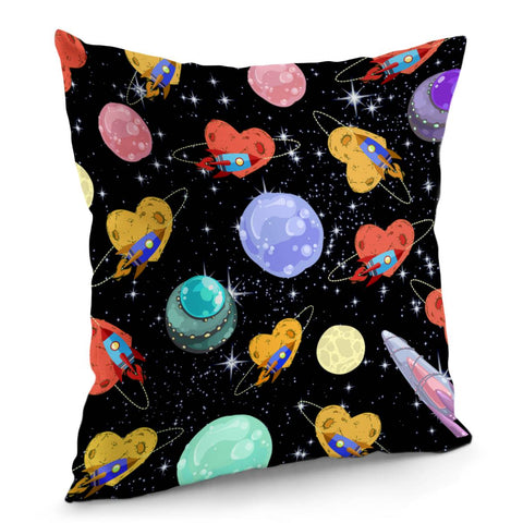 Image of Fun Cartoon Rocket Pillow Cover