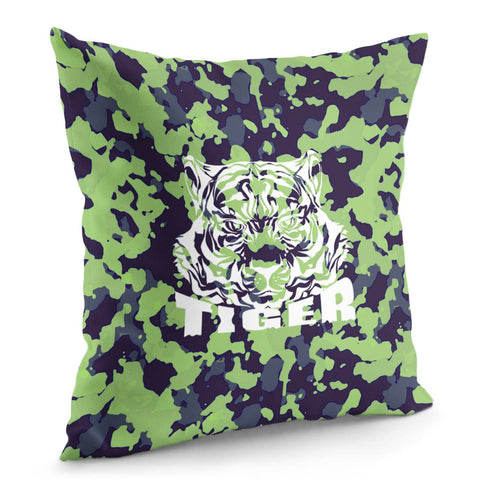 Image of Tiger And Fonts And Camouflage And Animals Pillow Cover