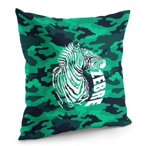 Image of Zebras And Fonts And Camouflage And Animals Pillow Cover