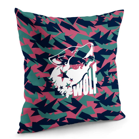 Image of Wolf And Fonts And Stars And Camouflage And Animals Pillow Cover