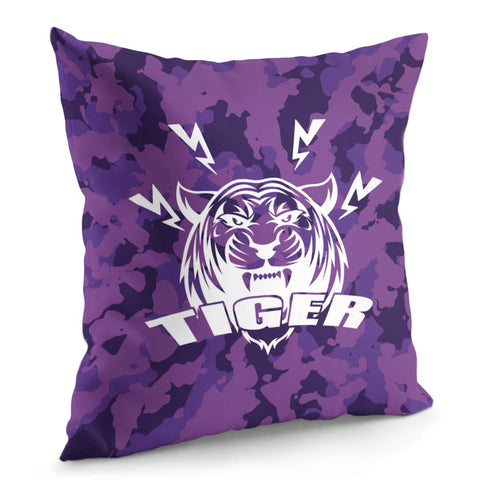 Image of Tiger And Lightning And Camouflage And Animals And Textures Pillow Cover