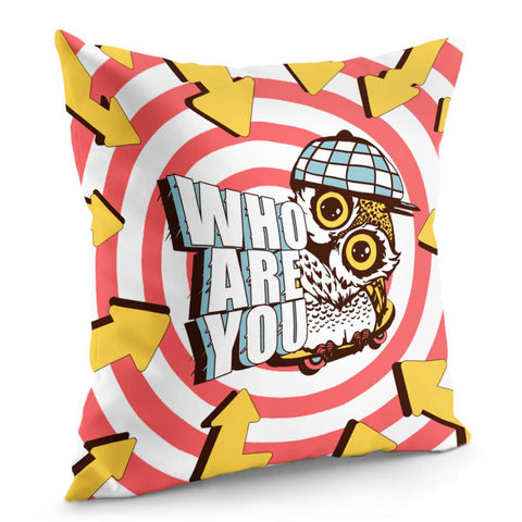 Image of Owl And Arrow And Spiral And Font And Hat And Skateboard Pillow Cover