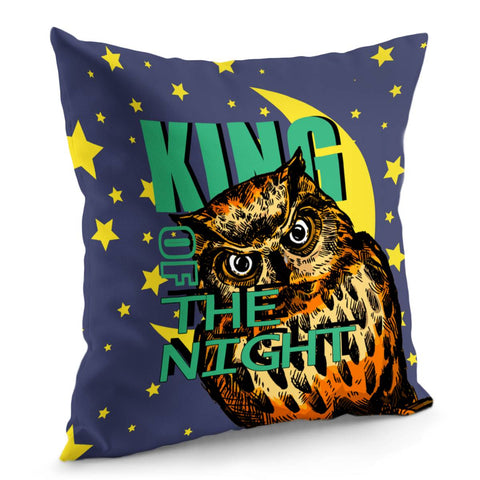 Image of Owl And Stars And Moon And Font Pillow Cover