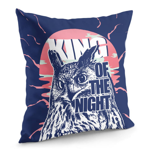 Image of Owl And Moon And Lake And Font Pillow Cover