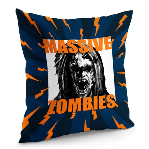 Image of Zombies And Lightning And Screams And Fonts Pillow Cover