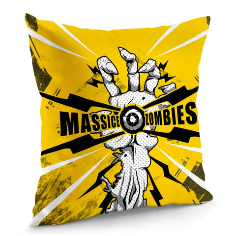 Image of Zombies And Lightning And Scratches And Fonts Pillow Cover