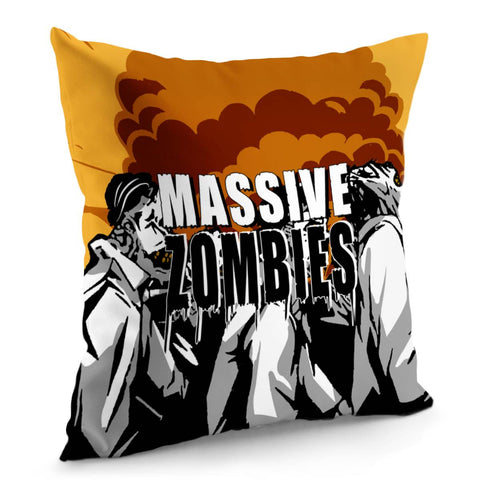 Image of Zombies And Explosions And Rays And Fonts Pillow Cover