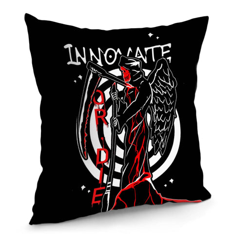 Image of Grim Reaper And Font And Blood And Taro And Spiral Pillow Cover