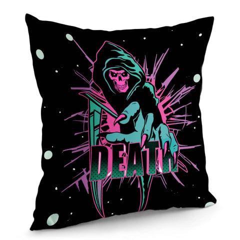 Image of Grim Reaper And Fonts And Rifts And Taro And Stars Pillow Cover