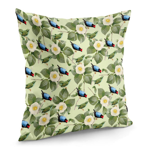 Image of White Camellia And Birds 2 Pillow Cover