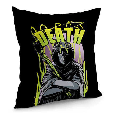 Image of Grim Reaper And Scythe And Fonts And Smoke And Moon Pillow Cover