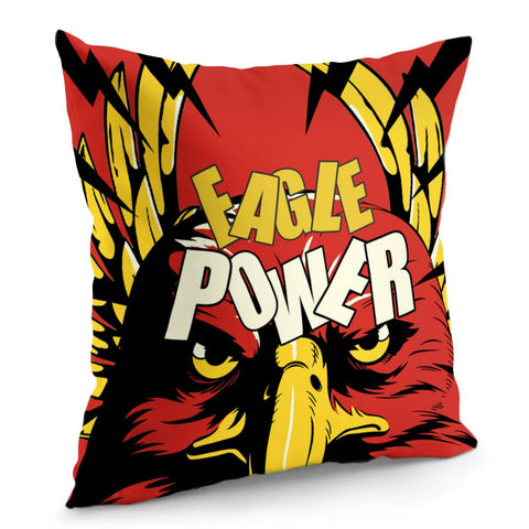 Image of Eagle And Text And Lightning And Wings Pillow Cover