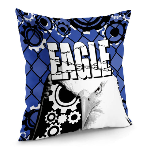 Image of Eagle And Text And Gears And Chains Pillow Cover