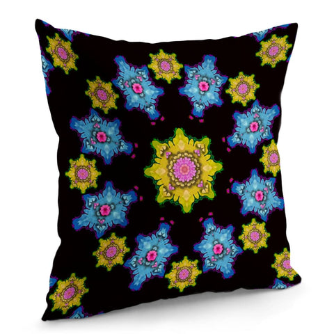 Image of Flowers And Stars In The Dark Happy Calm  Night Pillow Cover