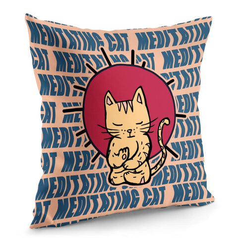 Image of Animals And Cats And Fonts And Sun And Meditation Pillow Cover