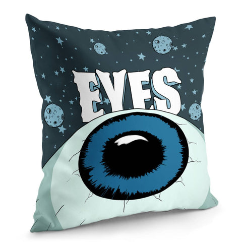 Image of Eyes And Planet And Fonts And Stars And Stars Pillow Cover