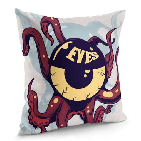 Image of Eyes And Octopus And Fonts And Shadows Pillow Cover