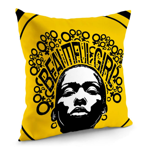 Image of Female Symbols And Female Abstraction And Fonts And Circles Pillow Cover