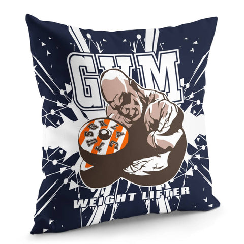 Image of Weightlifting And Muscle Man And Barbell And Font And Debris Pillow Cover