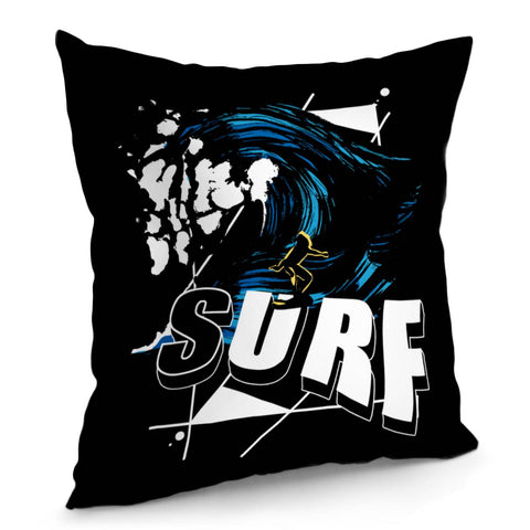 Image of Surfing And Geometry And Fonts And Waves Pillow Cover