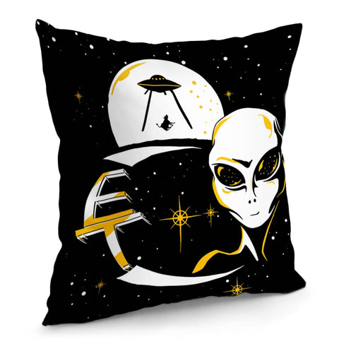 Image of Aliens And Cattle And Geometry And Ufo And Starry Sky Pillow Cover