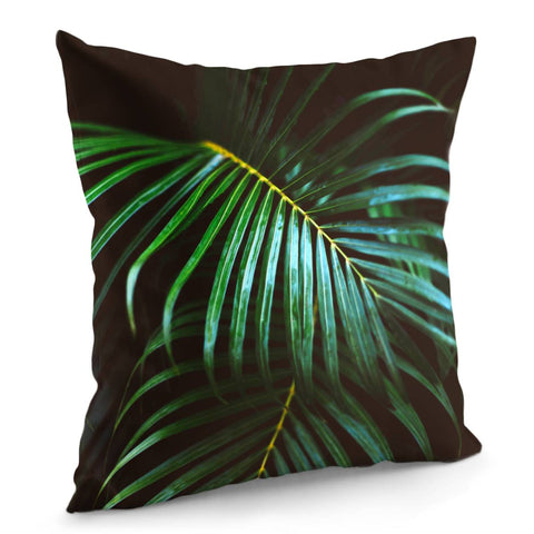 Image of Green Palm Leaves Pillow Cover