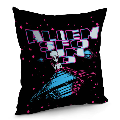 Image of Aliens And Fonts And Geometry And Ufo And Starry Sky Pillow Cover
