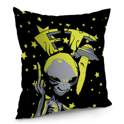 Image of Aliens And Fonts And Geometry And Ufo And Starry Sky And Humans Pillow Cover