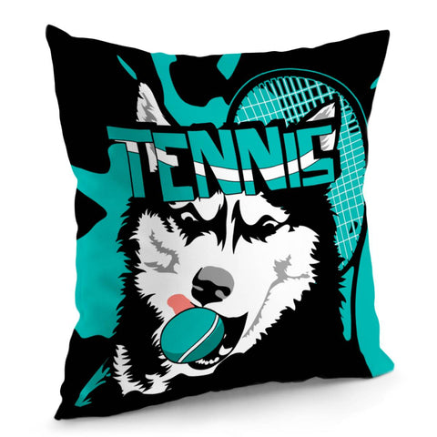 Image of Siberian Husky And Font And Tennis And Splatters Pillow Cover