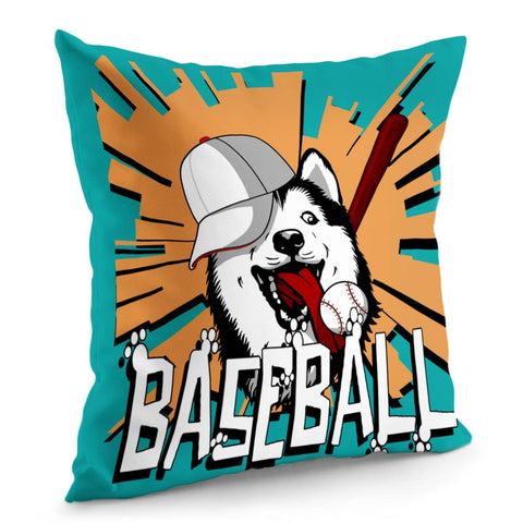 Image of Siberian Husky And Font And Baseball And Shine Pillow Cover