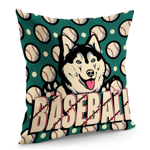 Image of Husky And Fonts And Baseball And Polka Dots Pillow Cover