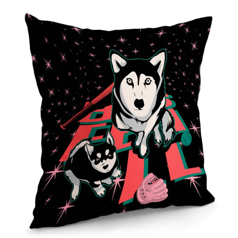 Image of Husky And Fonts And Baseball And Starry Sky Pillow Cover