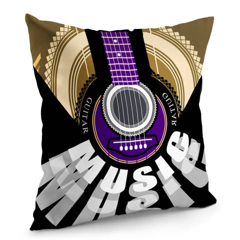 Image of Guitar And Reflection And Fonts And Patterns Pillow Cover