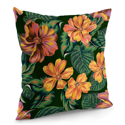 Image of Fancy Tropical Floral Pattern Pillow Cover