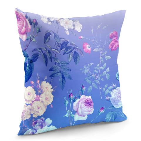 Image of Vintage Roses On Blue Gradient Pillow Cover