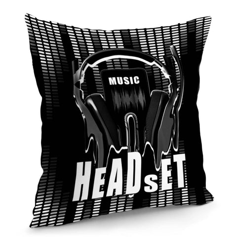 Image of Headphones And Sound Waves And Punk And Font Pillow Cover