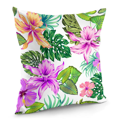 Image of Fancy Tropical Floral Pattern Pillow Cover